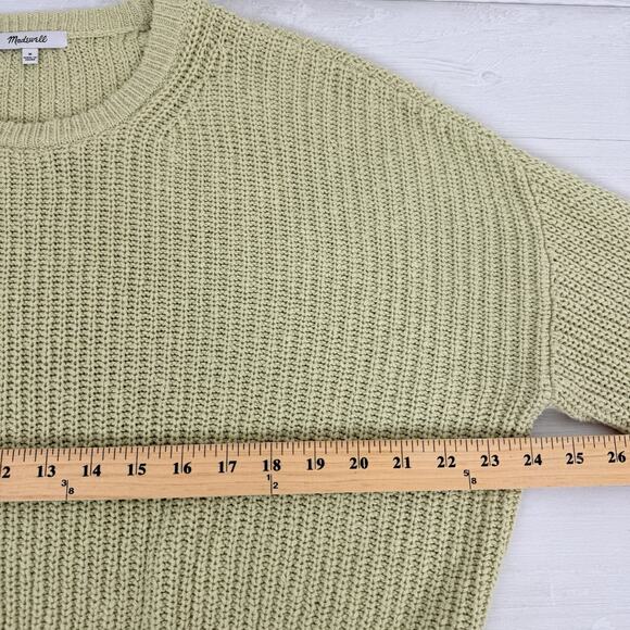 Madewell Textural-Knit Pullover Sweater Medium Pale Green Cropped Boxy Cotton - Picture 12 of 16